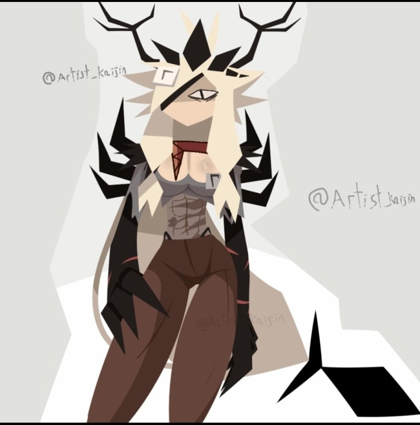 1female abs artist_kaijin black_arms boobs edgyverse fundamental_paper_education genderswap genderswap_(mtf) hansel_(edgyverse) horns i_see_trees medium_breasts rule_63 sfw sharp_claws six_pack solo tagme wendigo