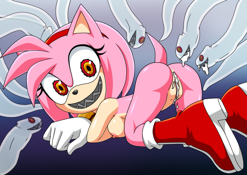 after_sex amy_rose anus boo_(sonic) breasts cum cum_in_ass cum_in_pussy cum_inside exposed_torso female footwear ghost handwear mostly_nude possessed_amy_rose possession pussy sharp_teeth sonic_(series) tentacle unusual_pupils