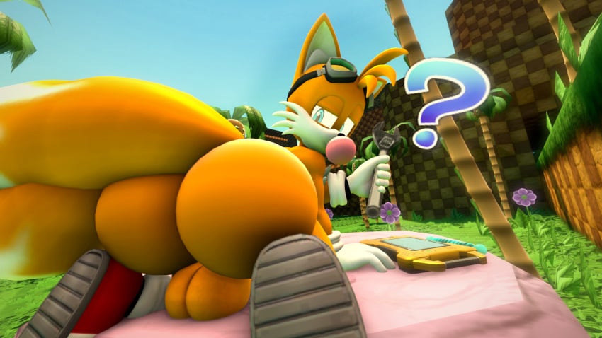 1boy anthro ass ass ass_focus balls ballsack big_ass big_butt blowing_bubblegum bubble_ass bubble_butt bubblegum butt_focus doppoarts femboy fox furry huge_ass huge_butt sega solo sonic_(series) sonic_the_hedgehog_(series) tails tails_the_fox