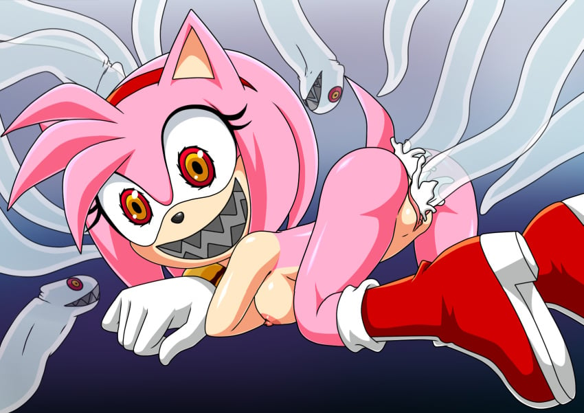 amy_rose anal anus boo_(sonic) breasts cum cum_in_ass cum_in_pussy cum_inside double_penetration female ghost penetration possessed_amy_rose possession pussy sex sharp_teeth sonic_(series) tentacle unusual_pupils vaginal_penetration