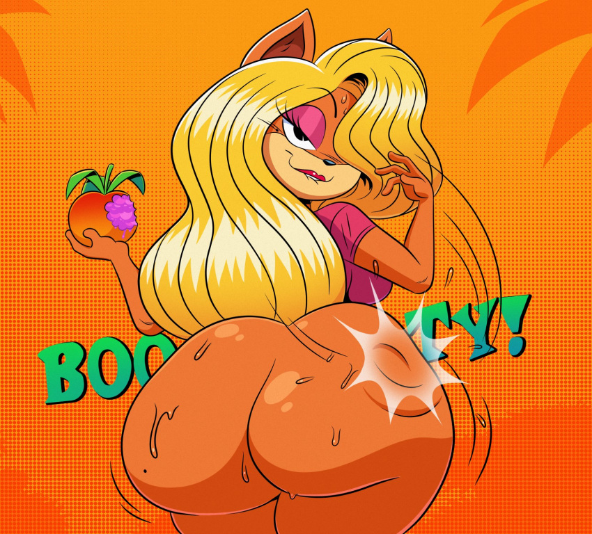 1girls anthro ass ass_expansion ass_slap back_view bandicoot big_ass biting_lip bottomless crash_(series) dat_ass deepcreases female fruit furry hair_over_one_eye looking_back_at_viewer red_lipstick seductive_look shirt_only slapping_own_ass sm0ggie spanking spanking_ass spanking_own_ass sweaty_body tagme tawna_bandicoot