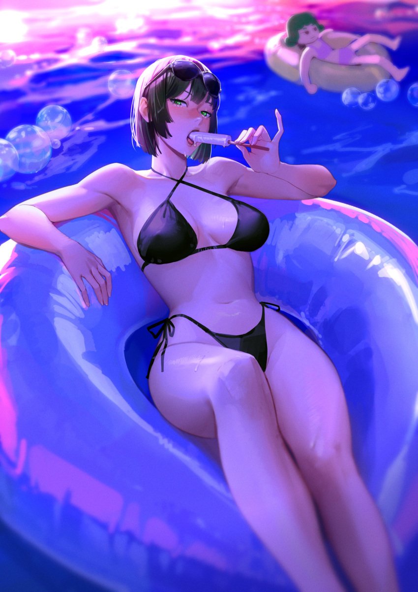 1girls 2024 2d adult adult_female adults big_ass big_breasts bikini black_hair blush breasts bubbles cleavage clothing esper esper_sisters fellatio_gesture female female_only fubuki_(one-punch_man) glasses glasses_on_head green_eyes green_hair heroine human human_female human_only innuendo limart looking_at_viewer nipple_bulge no_sex one-punch_man pool popsicle realistic_breast_size realistic_proportions sexually_suggestive short_hair sisters straight_hair sunglasses swimsuit tatsumaki thick_thighs water wet young_woman