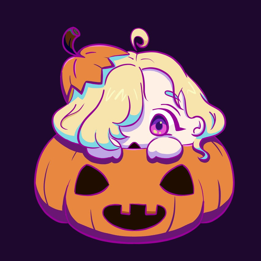 blonde_hair chibi cute halloween luna_emily oc original pumpkin sfw