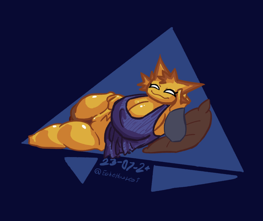 2024 anthro black_eyebrows blue_background breasts cheek_tuft clothed clothing crotch_tuft digital_drawing_(artwork) digital_media_(artwork) domestic_cat echohaslost eyebrows eyelashes facial_tuft felid feline felis female female_anthro fur genitals hair hi_res lunahun mammal mania_(welwraith) orange_body orange_fur orange_hair orange_pubes orange_pussy partially_clothed pubes pubes_exposed pussy scraper_city shirt simple_background sleeveless solo tank_top topwear tuft white_eyes