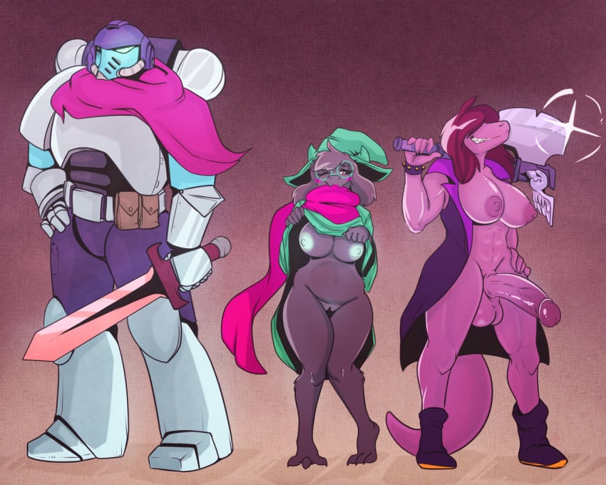 1boy 1futa 1girls abs adeptus_astartes balls breasts crossover deltarune female female_space_marine futanari green_areola green_nipples imperium_of_man intersex karakylia kris_(dark_world_form) kris_(deltarune) nipples penis power_armor purple_areola purple_areolae purple_nipples pussy ralsei ralsei_(female) ralsei_with_black_fur rule_63 space_marine susie_(dark_world_form) susie_(deltarune) warhammer_(franchise) warhammer_40k