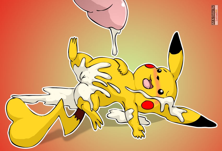 1boy 1girls after_sex blush cleft_tail cum cum_inside disembodied_penis duo erection female female_focus feral fur furry human interspecies leinad56 male nintendo open_mouth penis pikachu pokémon_(species) pokemon pokemon_rgby pussy rodent simple_background size_difference spread_legs spreading straight tongue tongue_out vaginal_penetration video_games yellow_fur