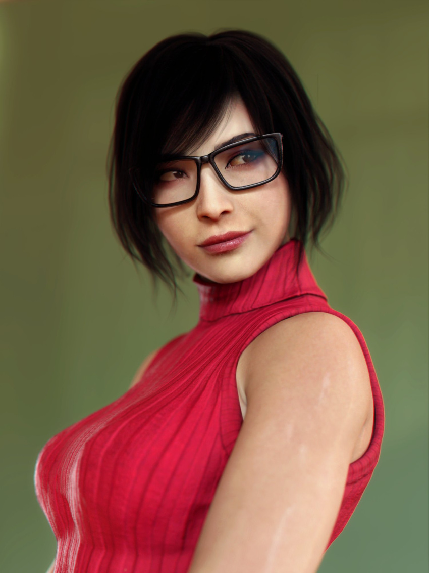 1girls 3d ada_wong ada_wong_(adriana) alternate_costume asian asian_female asian_milf black_hair bob_cut dbd dead_by_daylight eyelashes glasses hazel_eyes light-skinned_female light_skin lipstick looking_to_the_side makeup mature_female medium_breasts medium_hair milf mommy nerdy nerdy_female red_lipstick red_sweater red_turtleneck red_turtleneck_sweater resident_evil resident_evil_2 resident_evil_2_remake resident_evil_4 resident_evil_4_remake side_view sleeveless sleeveless_sweater sleeveless_turtleneck smile smiling solo solo_female solo_focus turtleneck turtleneck_sweater word2