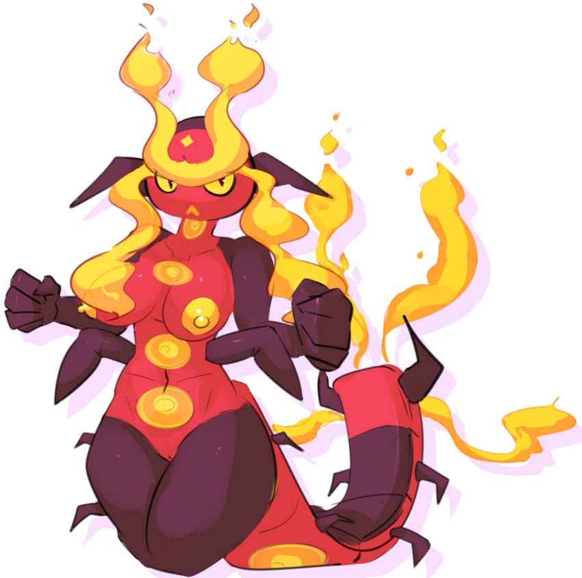 angry_face anthro arthropod big_breasts breasts centiskorch clenched_hand elpatrixf female female_only fire hi_res looking_at_viewer multi_arm multi_limb nipples non-human pokémon_(species) pokemon pussy tagme thick_thighs thighs