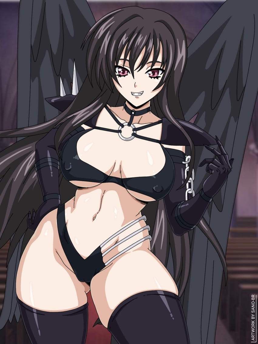 amano_yuuma big_ass big_breasts black_hair curvy curvy_figure edit edited high_school_dxd jeffdaslayer raynare sano-br thigh_highs thighhighs violet_eyes voluptuous