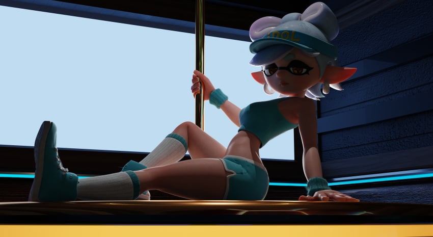 1girls 3d 3d_(artwork) blender light-skinned_female looking_at_viewer looking_down marie_(splatoon) marie_(wo262) nintendo nsfwo262 nude nude_female pole seductive solo_female splatoon