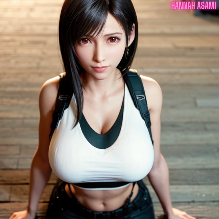 ai_generated final_fantasy final_fantasy_vii hannah_asami-(artist) tank_top tifa_lockhart tifa_lockhart_(cosplay)