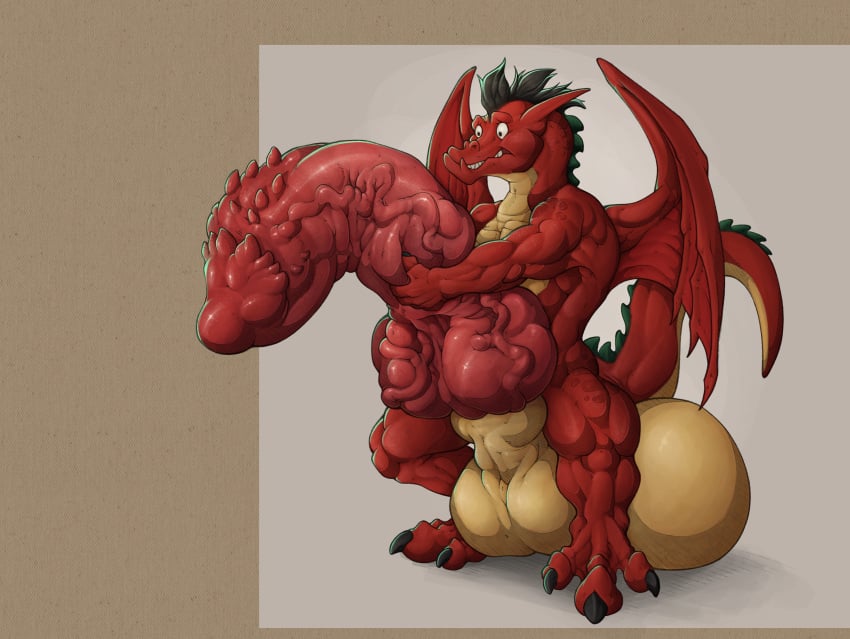 absurd_res american_dragon:_jake_long anthro anthro_only balls big_balls big_penis biped countershade_neck countershade_tail countershade_torso countershading disney dragon genitals half-erect hi_res huge_balls huge_cock hyper hyper_balls hyper_genitalia hyper_penis jake_long knot male male_only membrane_(anatomy) membranous_wings muscular muscular_anthro muscular_male penis red_body solo tail tochka vein veiny_penis wings