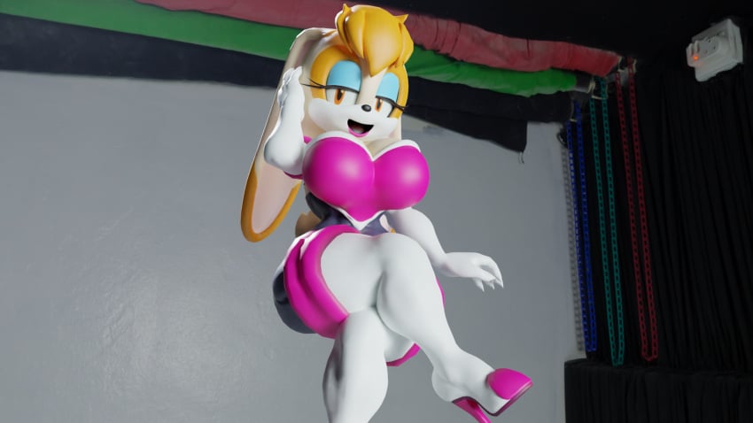 3d anthro anthro_only bodysuit breasts cosplay furry furry_only lagomorph milf mother neckline rouge_the_bat_(cosplay) seductive_look sega sonic_(series) spandex_suit twintails3d twintailssfm vanilla_the_rabbit