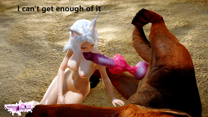 3d animal_humanoid bestiality big_breasts canine cat_tail female_on_feral fox_ears fox_girl fox_humanoid foxgirl kuuri long_hair nude nude_female riaykuras_playground tail whisker_markings white_hair white_hair_female zoophilia