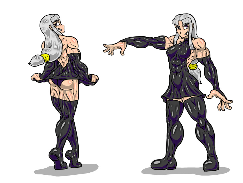 allesey buff cannabis_(allesey) costume female gray_hair muscular