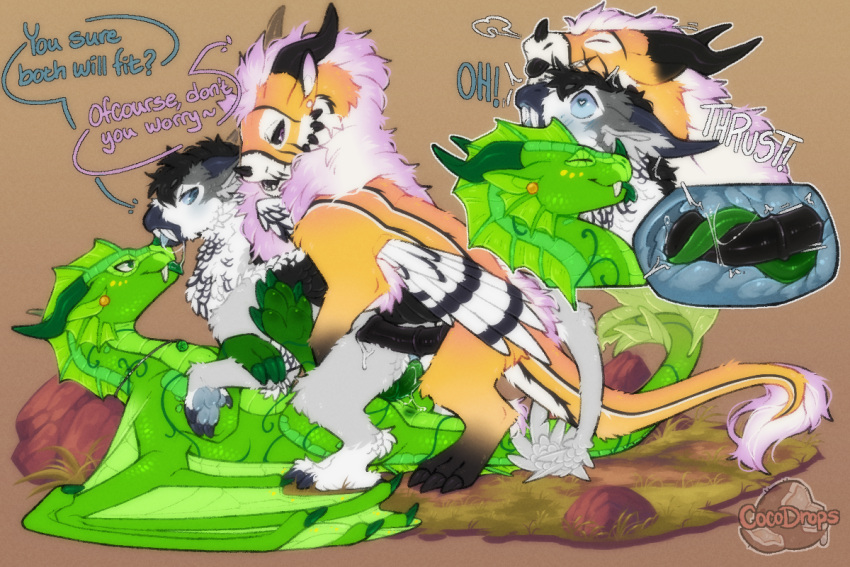 3:2 anal anal_sex black_claws black_sclera blue_eyes blue_pawpads claws cocodrops_(artist) dragon facial_horn felkin feral fur furred_dragon furred_scalie green_body green_eyes green_horn green_nose_horn green_scales group horn internal internal_anal male male/male mythological_creature mythological_scalie mythology nose_horn pawpads penetration peppermint_(talvi_is_here) purple_eyes scales scalie silver_(silverandcyanide) snowfoot trio white_body white_fur