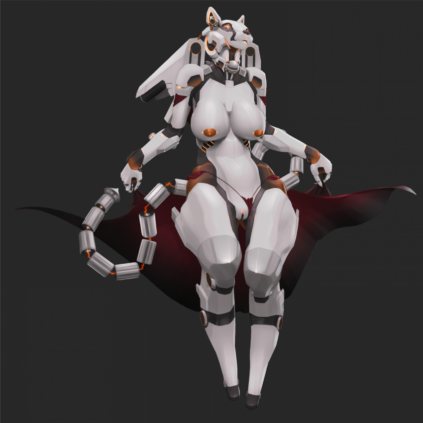 android areola bell big_breasts big_legs breasts clothing dredjir feline female glowing glowing_eyes jet_propulsion lights machine mammal nipples nude panties pussy robot small_feet solo thick_thighs underwear wide_hips