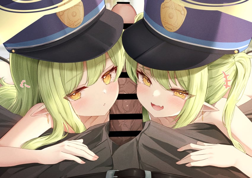 +++ 1boy 2girls absurdres bar_censor belt blue_archive blush censored closed_mouth clothed_male_nude_female commentary_request erection expressionless female ffm_threesome flasher_(flasher_ura) green_hair group_sex halo hat highres hikari_(blue_archive) looking_at_viewer male multiple_girls nozomi_(blue_archive) nude oerba_yun_fang open_fly open_mouth paid_reward_available penis_on_face penis_out pov pov_crotch puff_of_air shimaidon_(sex) siblings sisters skin_fang smile straight threesome twins variant_set yellow_eyes young
