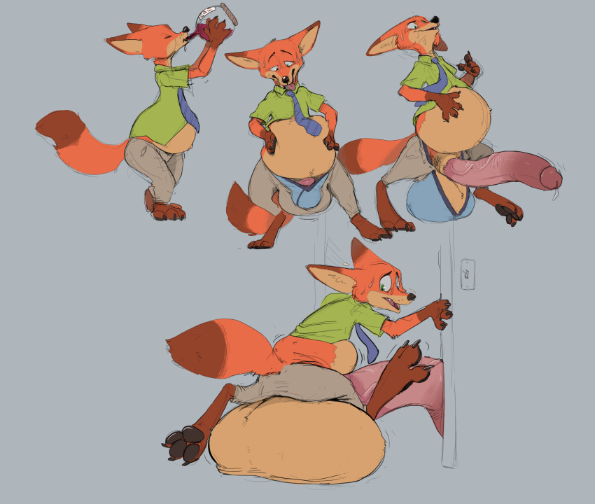 1boy anthro ball_growth balls belly big_balls big_belly big_penis canine clothing disney fox furry growth huge_balls huge_cock humanoid_penis hyper inflation male male_only mammal multiple_images nick_wilde paws penis penis_growth saphiroshadows series solo underwear wardrobe_malfunction zootopia