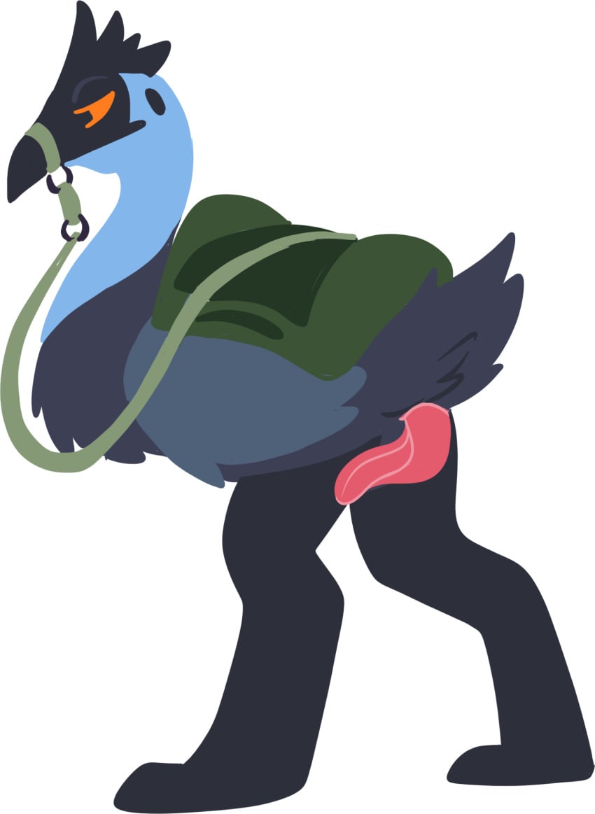 avian bird cloacal_penis emu erection feral genitals hi_res male p.v.su penis pixile_studios ratite simple_background solo super_animal_royale