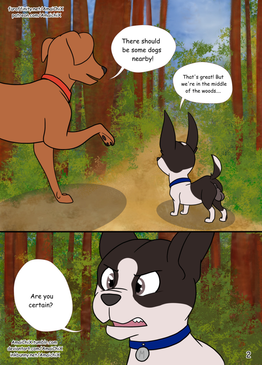 amaichix ambiguous_gender anus balls canine comic deviantart_username duo feral furaffinity_username inkbunny_username male mammal page_2 patreon_username tumblr_username