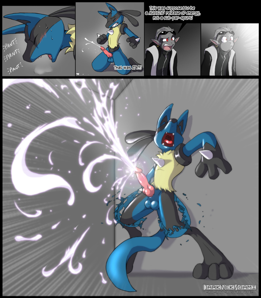 clothes color comic cum darknek0gami interspecies lucario male male_only multiple_males nude penis pokemon pokemon_(species) tagme