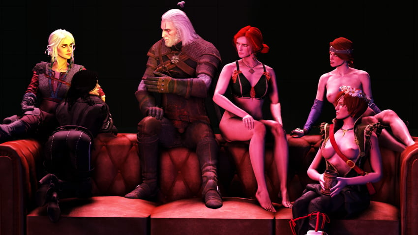 1boy 3d 5girls ass braided_ponytail butt cd_projekt_red cerys_an_craite ciri geralt_of_rivia ginger imminent_sex petite red_hair red_lipstick royalty scar shani sorceress swallowsfm the_witcher the_witcher_(series) the_witcher_2 the_witcher_3:_wild_hunt triss_merigold yellow_eyes yennefer