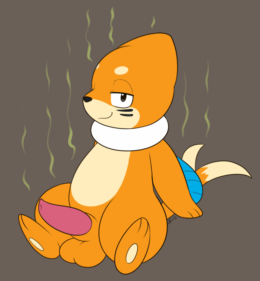 1boy black_eyes bui buizel erection feet feral forked_tail furry grin half-closed_eyes hi_res looking_at_viewer male male_only musk nintendo otter paws penis pokémon_(species) pokemon pokemon_dppt seductive simple_background sitting slimefur smell smelly smile smug solo spreading stink_lines tapering_penis testicles thick_thighs video_games wide_hips