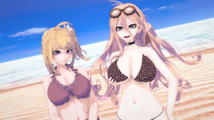 akamatsu_kaede beach iruma_miu swimsuit