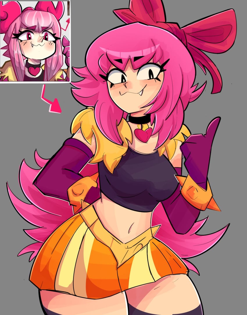 breasts jartiz melodie_(brawl_stars) pink_hair thick_thighs