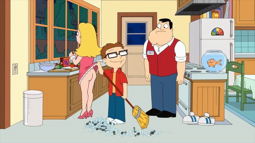 1girl2boys american_dad blonde_female edit edited edited_image edited_official_artwork female francine_smith implied_incest incest incestuous_desire klaus_heissler mother_and_son screenshot screenshot_edit stan_smith steve_smith