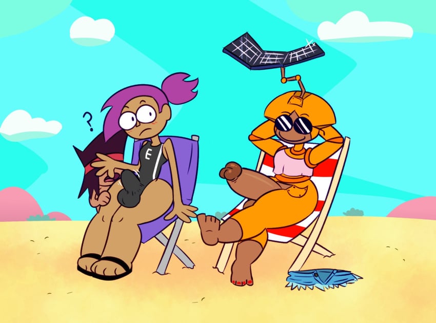 beach buldge cartoon_network dick_out dwonksa enid_mettle futanari kaio_kincaid ok_k.o.!_let's_be_heroes penis_bulge robot shannon_boxman