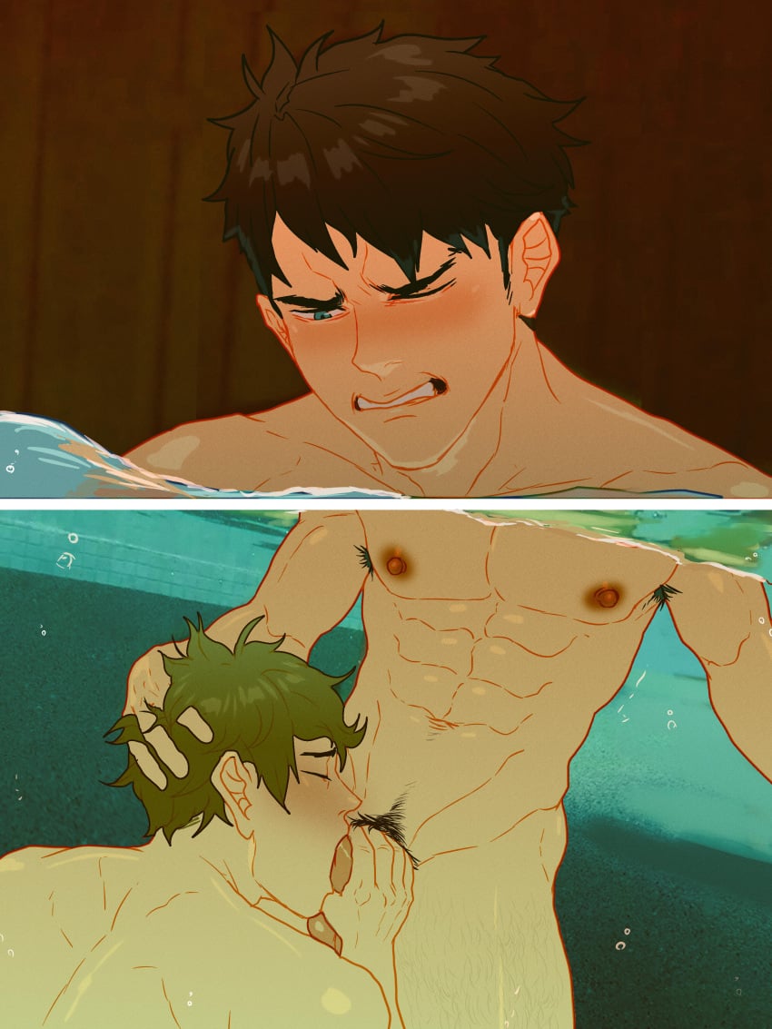 armpit_hair blowjob cuckoo_chan eating_ass fraternity free! gay human lad makoto_tachibana male_only muscles muscular_male naked naked_male pool rimjob rimming rimming_male sousuke_yamazaki spreading yaoi