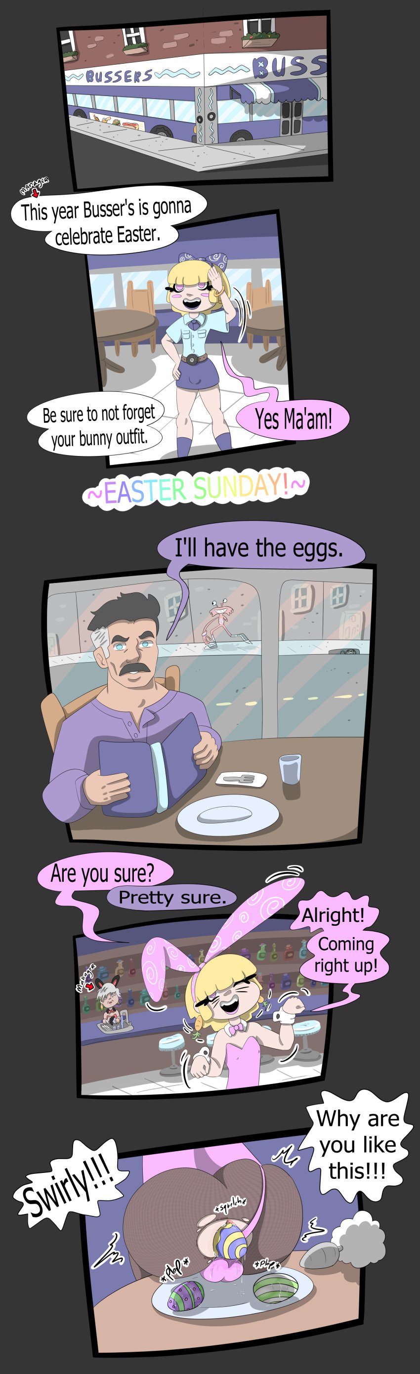 blonde_hair boy crossdressing easter egg egg_laying femboy sissy swirlythang text