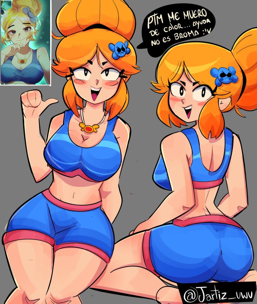 blonde_hair breasts jartiz piper_(brawl_stars) swimsuit thick_thighs