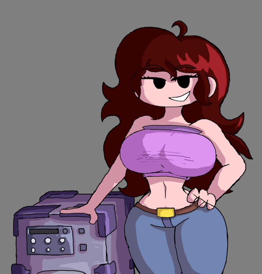 1girls belt belt_buckle big_breasts big_hips blue_jeans blue_pants boombox breasts brown_belt brown_hair brown_hair_female crimson_hair dark_hair demon demon_girl demon_humanoid female female_only fnf fnf_mods forbidden_gf friday_night_funkin friday_night_funkin_mod girlfriend_(fnf) girlfriend_(friday_night_funkin) girlfriend_(mods) gray_background hand_on_hip hip_grab hips huge_breasts huge_hips humanoid pink_shirt resized short_shirt simple_background sleeveless_dress sleeveless_shirt white_skin white_skinned_female