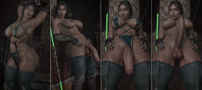 1futa 3d cga3d dark-skinned_futanari erotichris futa_only futanari girthy_penis jade_(mortal_kombat) mortal_kombat solo solo_futanari veiny_penis