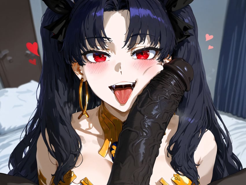 ai_generated bed bedroom big_ass big_penis black_hair curvy_female dark-skinned_male dark_skin fate/grand_order fate_(series) female gintoai indoors interracial ishtar_(fate) light-skinned_female light_skin male male/female sexy_body tohsaka_rin veiny_penis