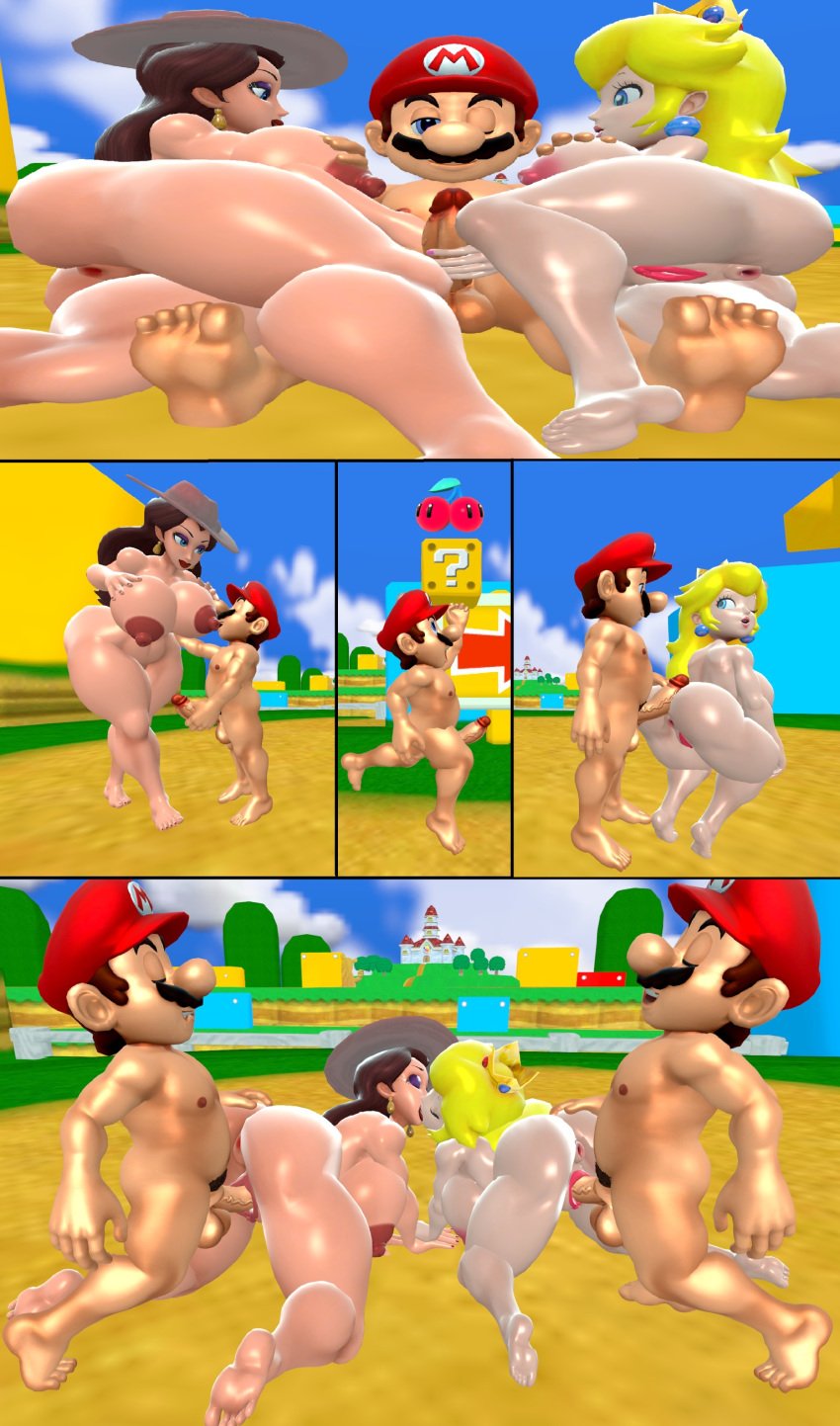 1boy 2boys 2girls 3d ass barefoot big_ass big_breasts big_butt breast_sucking breasts buttjob clone comic doggy_style double_cherry earrings feet female foursome from_behind hand_on_ass huge_breasts human kissing large_breasts looking_pleasured male male_penetrating mario mario_(series) masturbation multiple_females mxp1985 nintendo nude outdoors pauline penis pleasure_face princess_peach pussy self_upload sex sharing source_filmmaker straight super_mario_3d_world super_mario_odyssey threesome toes vagina vaginal_penetration vaginal_sex