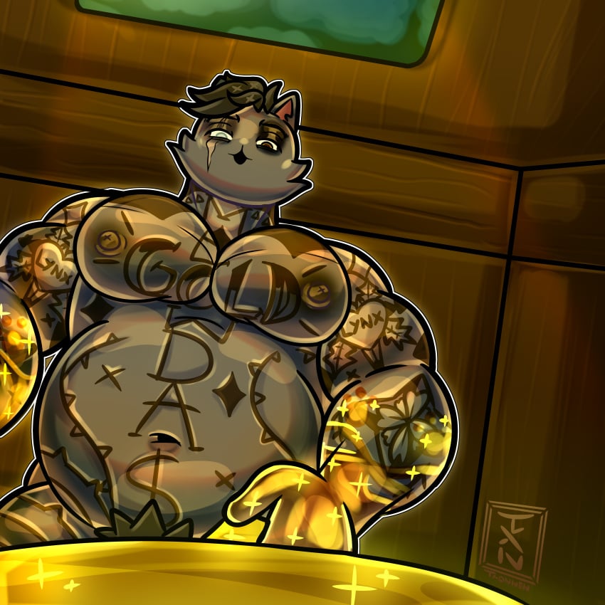 bara big_muscles bodybuilder fortnite furry furry_male meowdas meowscles_(fortnite) midas_(fortnite) muscles pecs