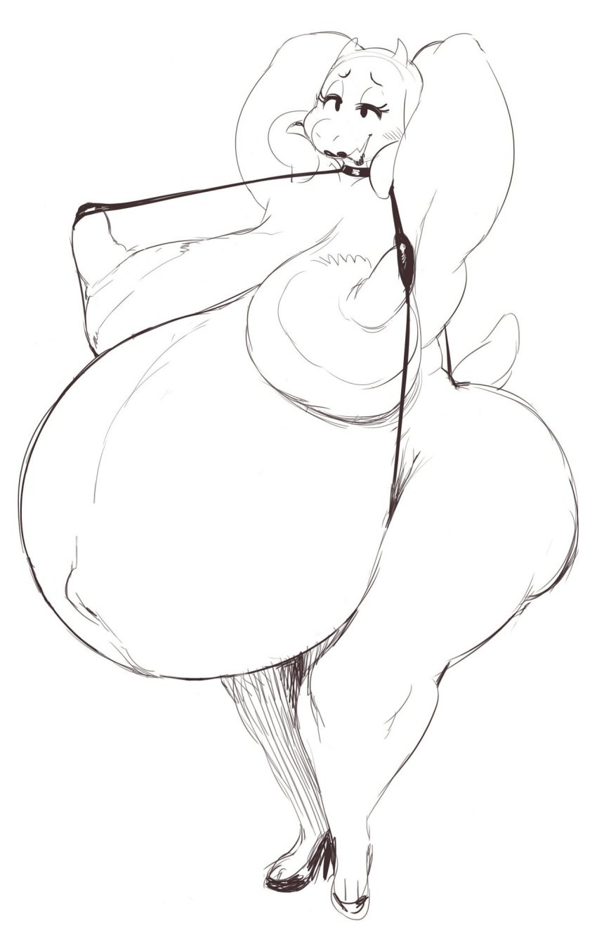 anthro areola ass belly big_areola big_belly big_breasts big_butt bimbo boss_monster breasts caprine clothing female footwear goat high_heels huge_breasts huge_butt hyper hyper_belly hyper_nipples lipstick long_nipples makeup mammal nipples pregnant shoes sunibee toriel undertale video_games wide_hips