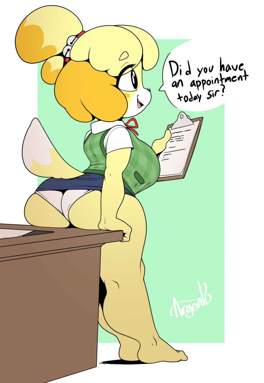 1girls 2018 animal_crossing animal_crossing_new_leaf animal_ears anthro anthrofied argento ass big_ass big_butt black_nose butt canine clothed clothing cute eyebrows eyebrows_visible_through_hair eyelashes feet female female_only fully_clothed fur humanoid_feet humanoid_hands isabelle_(animal_crossing) nintendo open_mouth open_smile panties shih_tzu short_skirt skirt smile solo solo_focus tail thick thick_thighs thong underwear upskirt video_games white_panties white_underwear wide_hips yellow_fur