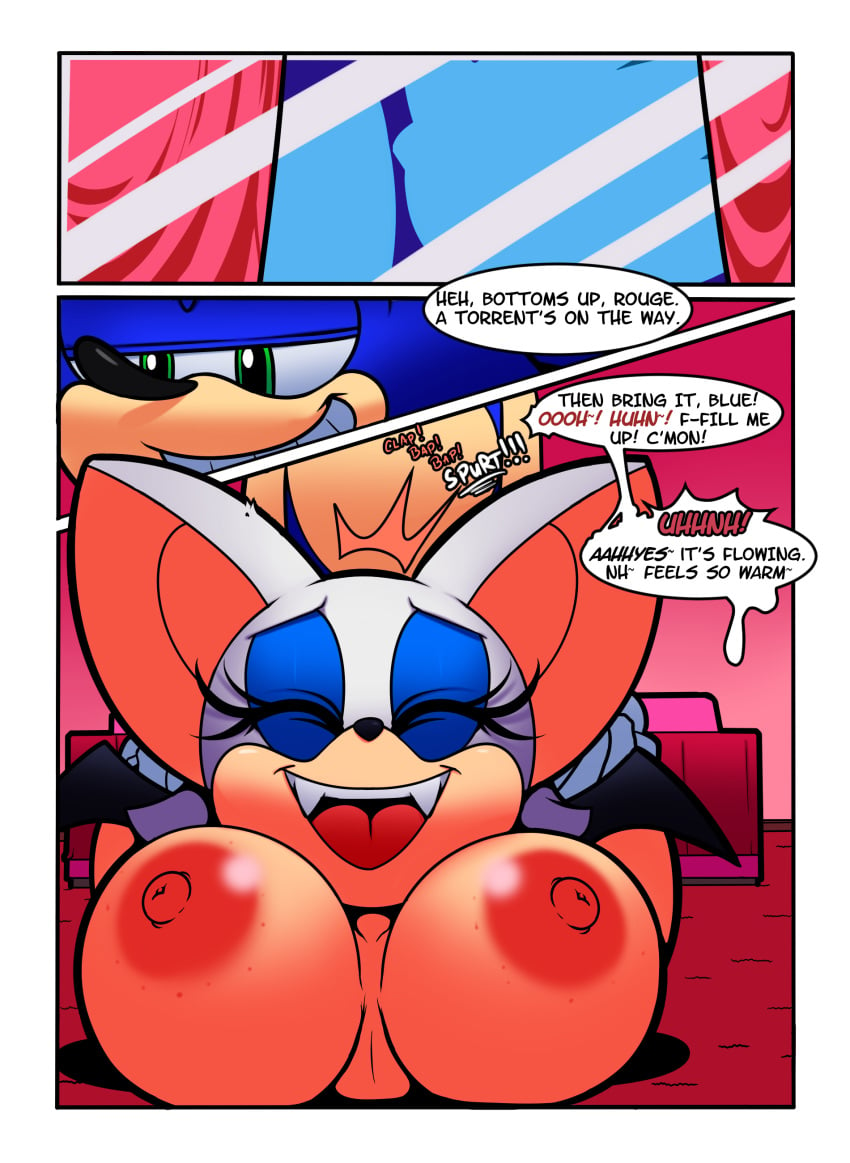 bat big_breasts breasts cloudz comic english_text fangs female hedgehog huge_breasts male mammal onomatopoeia rouge_the_bat smile sonic_(series) sonic_the_hedgehog sound_effects superbunnygt teeth text tongue