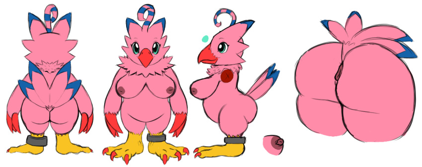 2018 3_toes alfa_quinto_(artist) animal_genitalia areola ass avian beak big_breasts big_butt bird biyomon breasts claws cloaca collar digimon digimon_(species) feathered_wings feathers female feral genital_slit inverted_nipples looking_at_viewer model_sheet nipples non-mammal_breasts nude pussy simple_background slightly_chubby slit smile solo standing tail_feathers thick_thighs toe_claws toes voluptuous wide_hips winged_arms wings