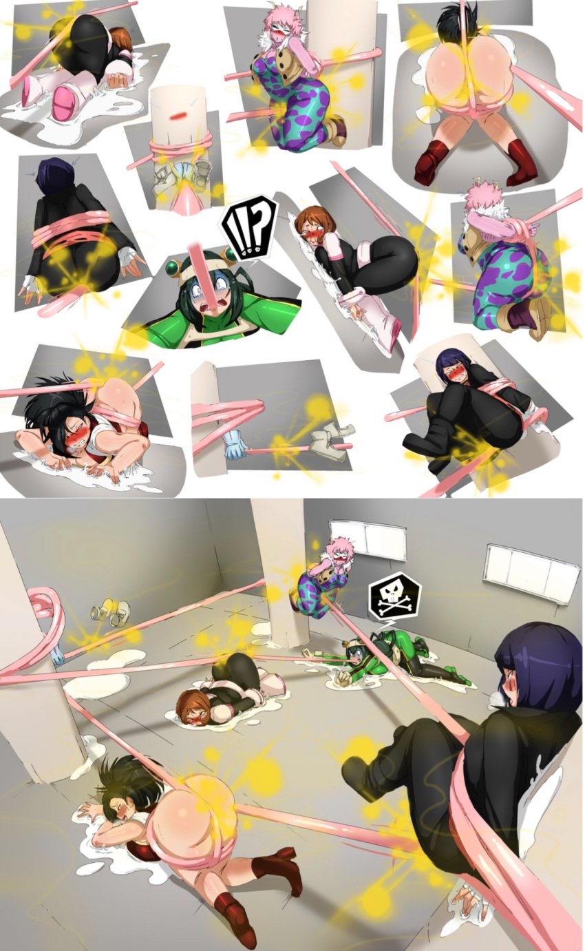 !? 2d 6girls ass awkward_situation blush brap fart fart_fetish farting_in_mouth fat_ass female female_focus gassy humiliation kyoka_jiro lazei mina_ashido momo_yaoyorozu my_hero_academia ochako_uraraka stuck thick_thighs tooru_hagakure tsuyu_asui