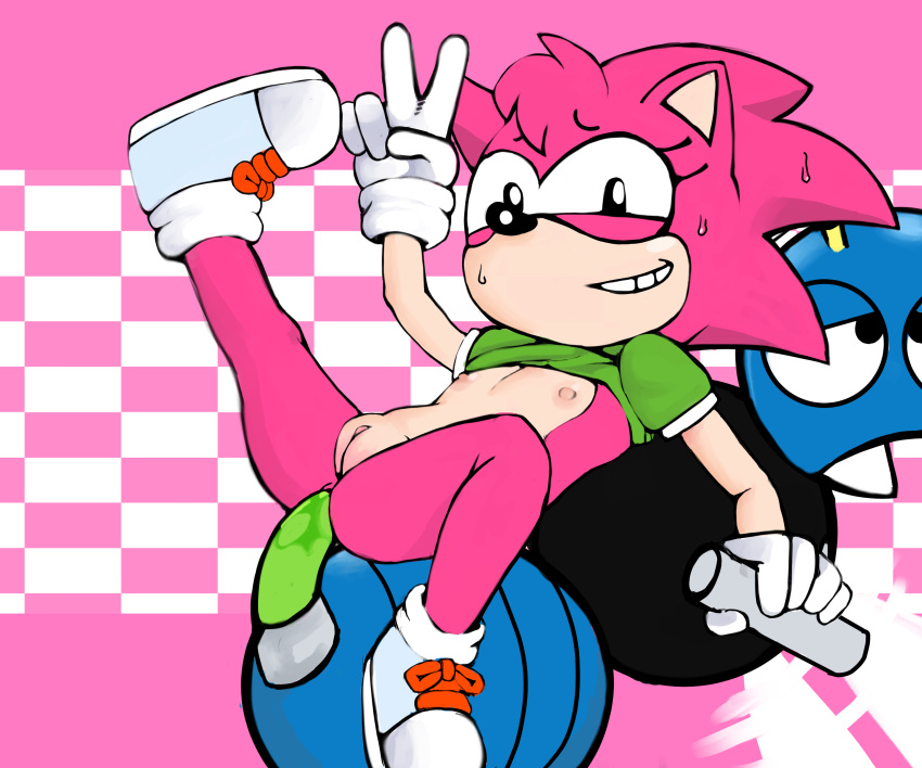 amy_rose anthro ass badnik breasts classic_amy_rose clothed clothing duo eulipotyphlan eyelashes female footwear fur gloves hedgehog hi_res mammal nipples pussy sega sex shortstack sin-buttons_(artist) sonic_(series) sonic_cd sonic_the_hedgehog_(series) video_games