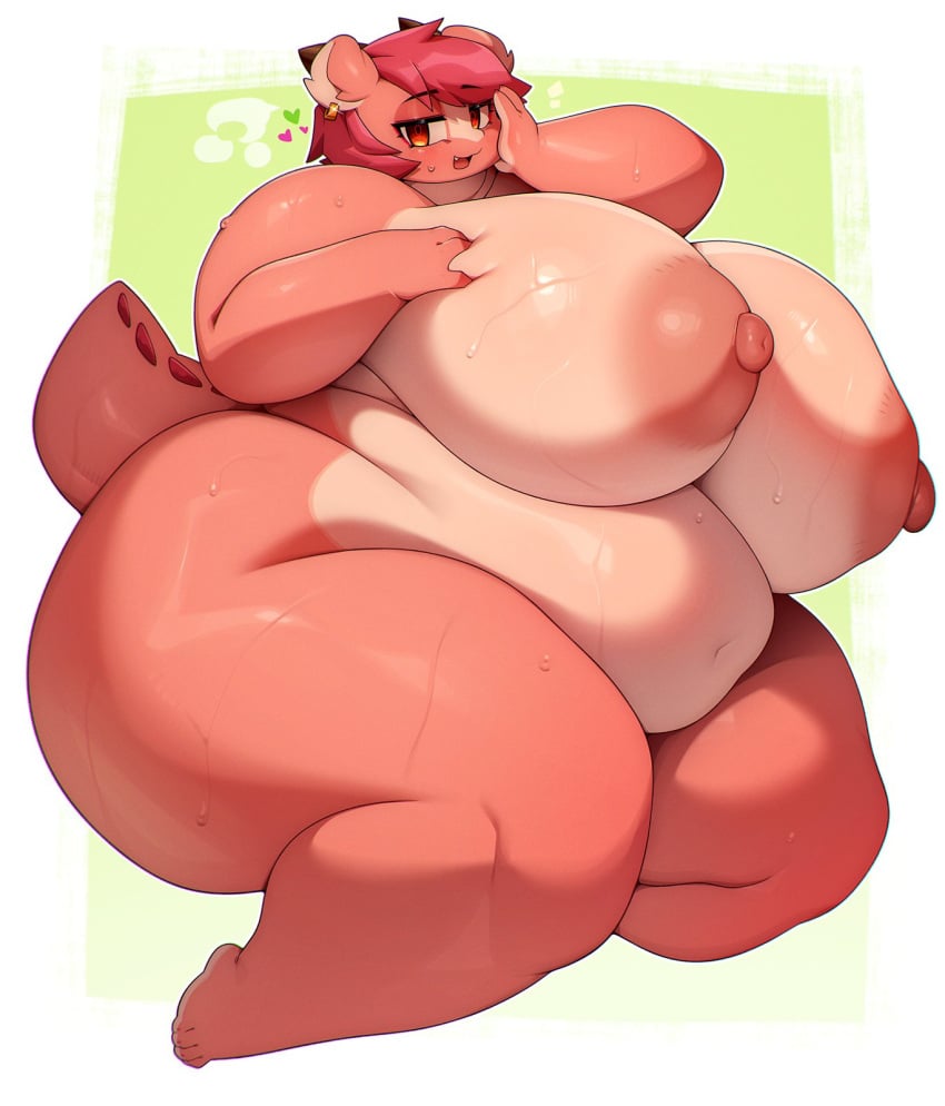 1girls absurd_res amber_eyes anthro anthrofied areolae belly berseepon09 big_belly big_breasts big_thighs blush breasts breasts_bigger_than_head busty chubby chubby_female curvaceous curvy curvy_figure digital_media_(artwork) dragon dragon_girl ear_piercing earrings eyebrows eyebrows_visible_through_hair eyelashes female female_focus female_only fur furry glistening glistening_body heart_symbol hi_res loli_dragon_(character) looking_at_viewer mammal musk_clouds mythological_creature mythology nipples original pink_body pink_fur pink_hair scalie solo steaming_body sweat sweatdrop sweaty tagme thick_thighs voluptuous voluptuous_female wide_hips