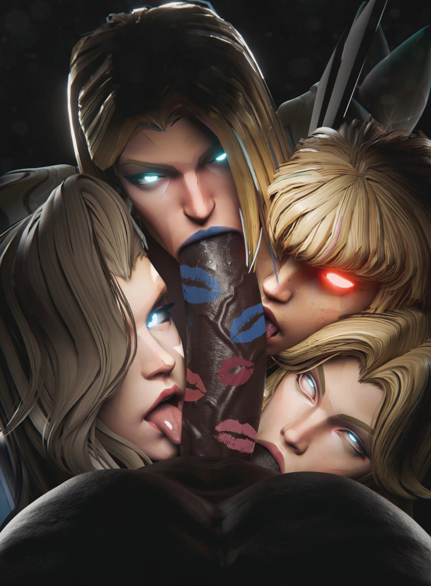 1boy 3d 4girls alternate_version_at_source angry_expression angry_face balls big_penis blender blonde_hair blowjob blowjob_face blue_lipstick collaborative_fellatio dagger_(marvel_rivals) dark-skinned_male emma_frost emma_frost_(marvel_rivals) eyes_rolling_back fat_penis fellatio female female_focus glowing_eyes gretdb interracial invisible_woman_(marvel_rivals) invoker licking licking_penis lipstick lipstick_mark lipstick_mark_on_penis lipstick_marks lipstick_on_penis looking_at_viewer magik_(illyana_rasputin) magik_(marvel_rivals) male marvel marvel_comics marvel_rivals multiple_girls penis pov quadruple_fellatio rainbow_party sex shiny_skin straight straight_sex sucking sucking_balls sue_storm tagme teamwork video_game_character video_games
