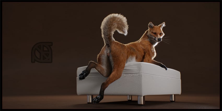 3d animal_genitalia animal_pussy anthro anus ass canine canine_pussy cosmiclife feet female feral fox fur katsumi looking_at_viewer mammal ottoman paws pinup pose presenting presenting_anus presenting_hindquarters presenting_pussy pussy raised_tail realistic semi-anthro solo whiskers