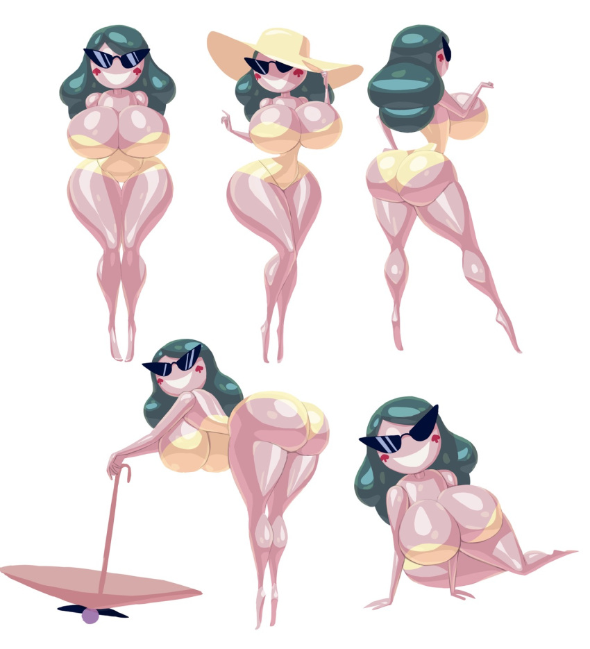 big_breasts breasts disney disney_channel disney_xd eclipsa_butterfly female green_hair hat knick_knack large_hips long_hair massive_ass massive_breasts noonun pale-skinned_female permanent_smile pixar smiling star_vs_the_forces_of_evil sunglasses sunnification swimsuit thin_waist transformation umbrella white_female wide_hips